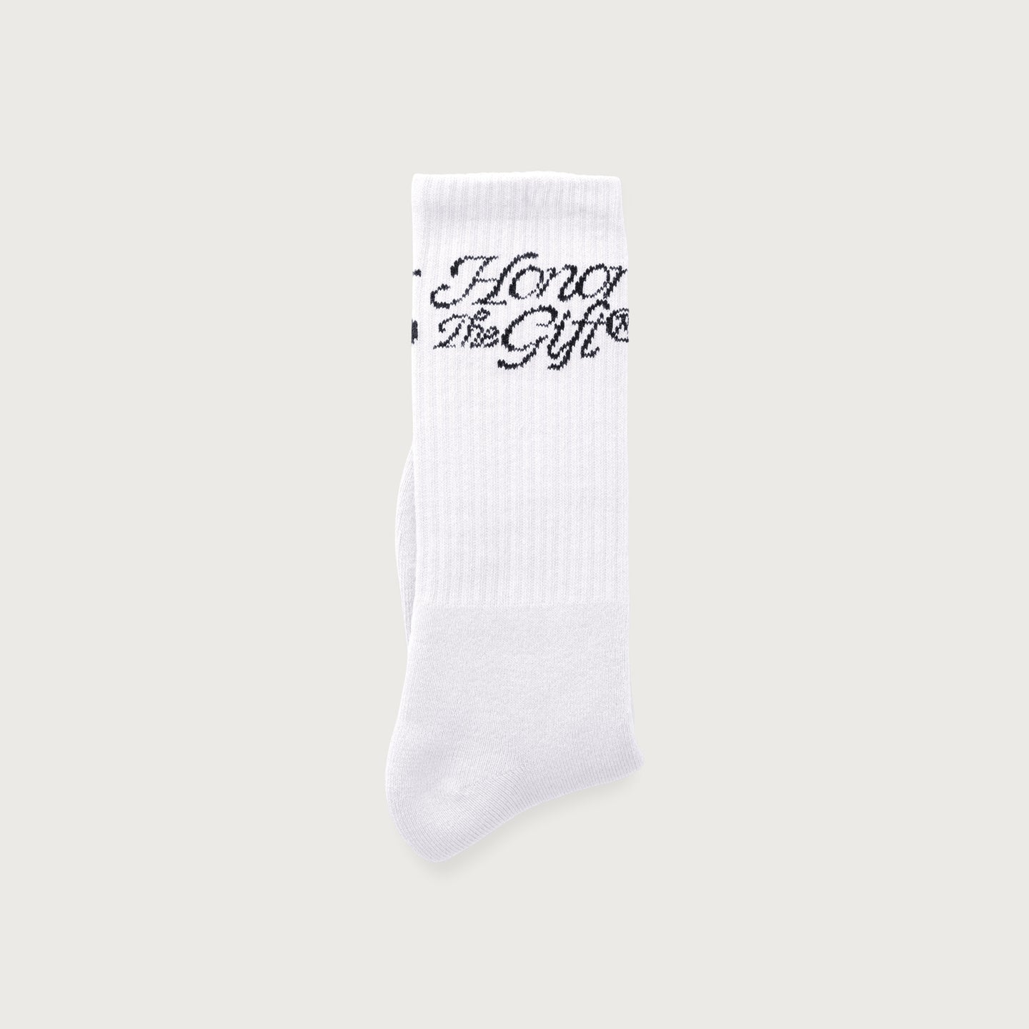 HTG® Script Sock - White