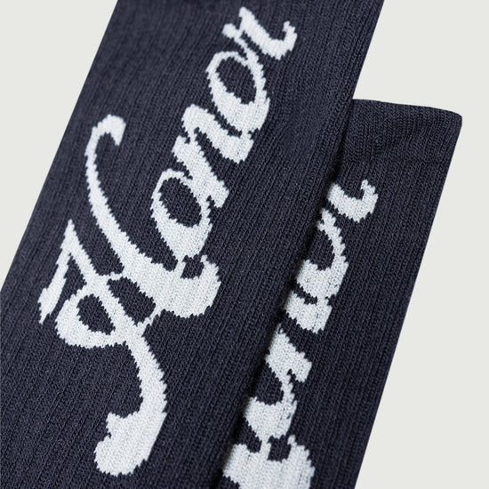 Honor Script Ribbed Sock - Black