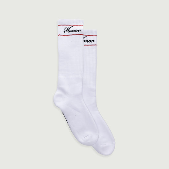 Honor Striped Ribbed Sock - White