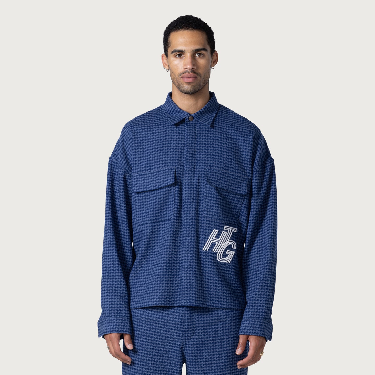 Houndstooth Htg Shirt - Navy