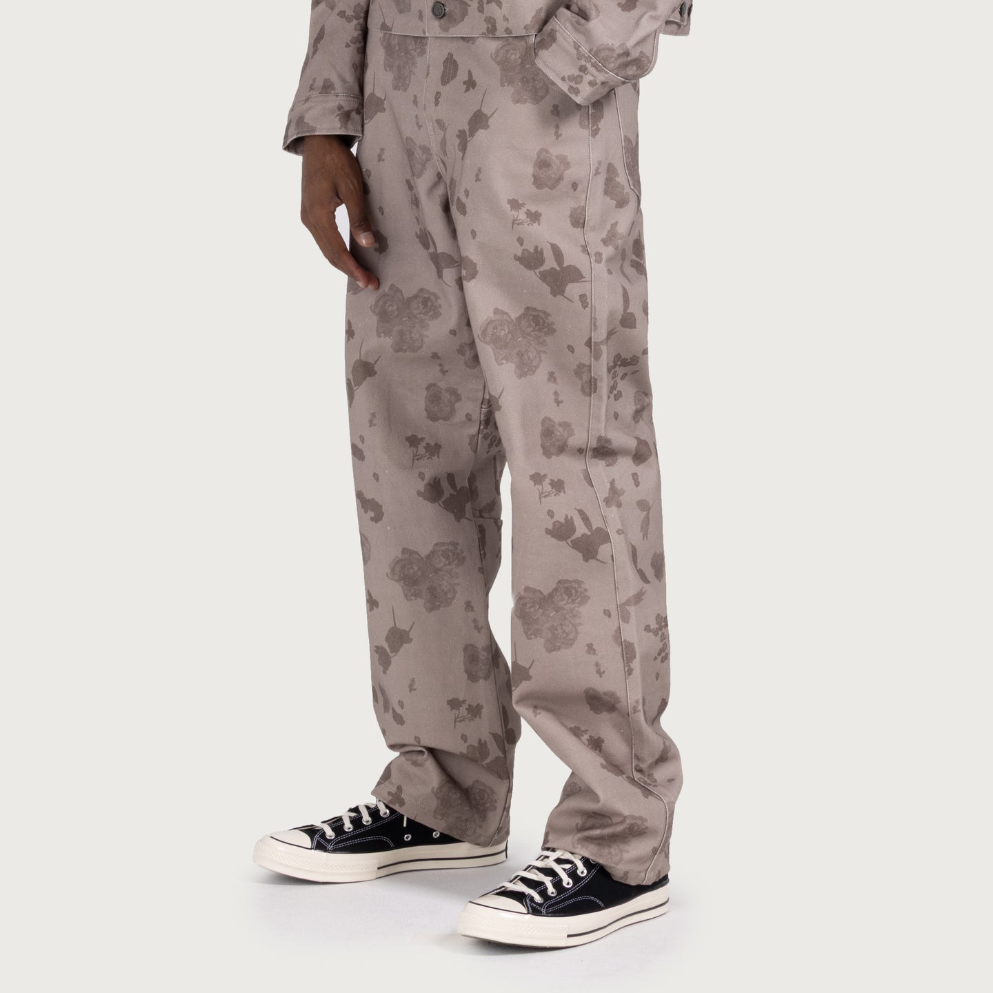Tonal Floral Pant - Pebble