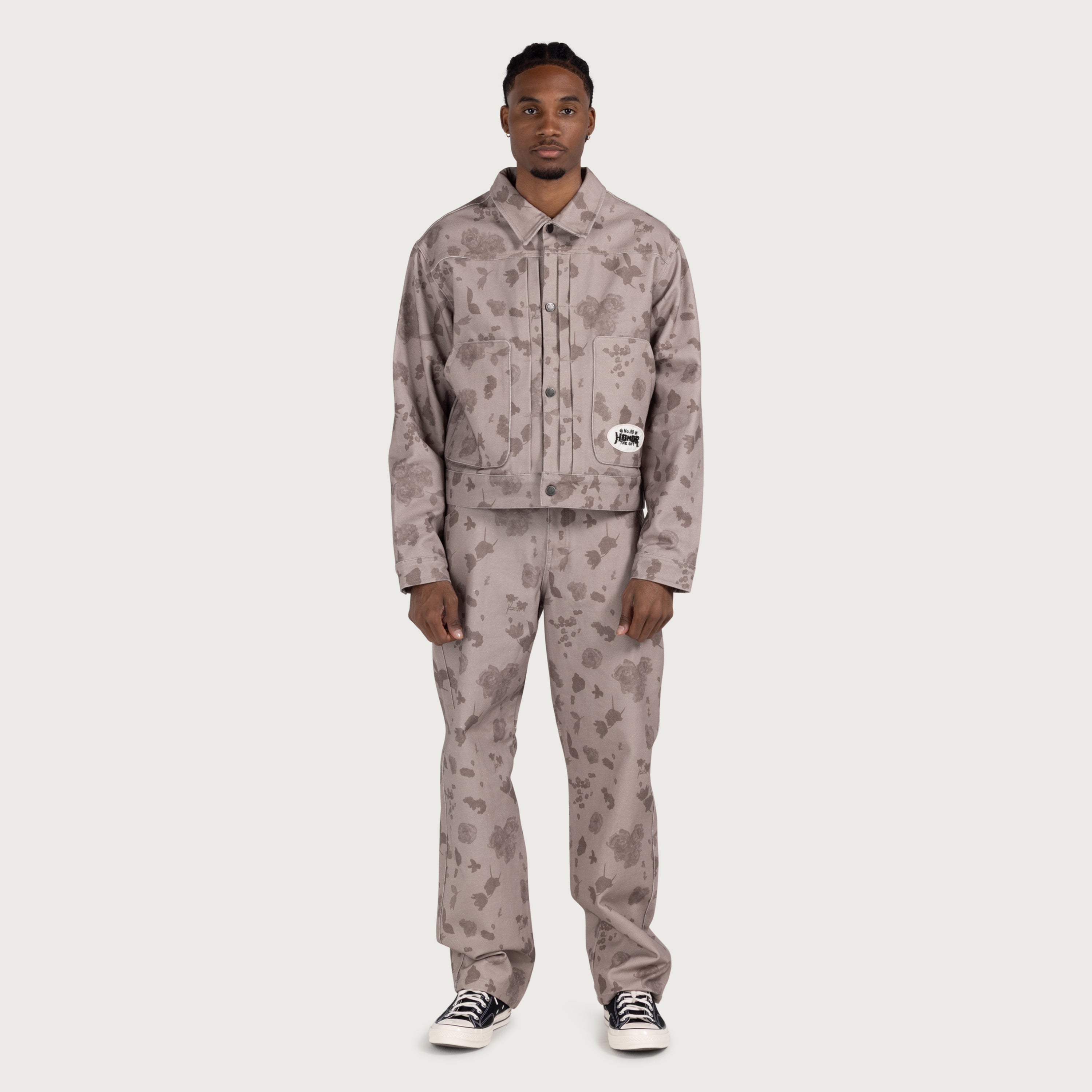 Tonal Floral Pant - Pebble