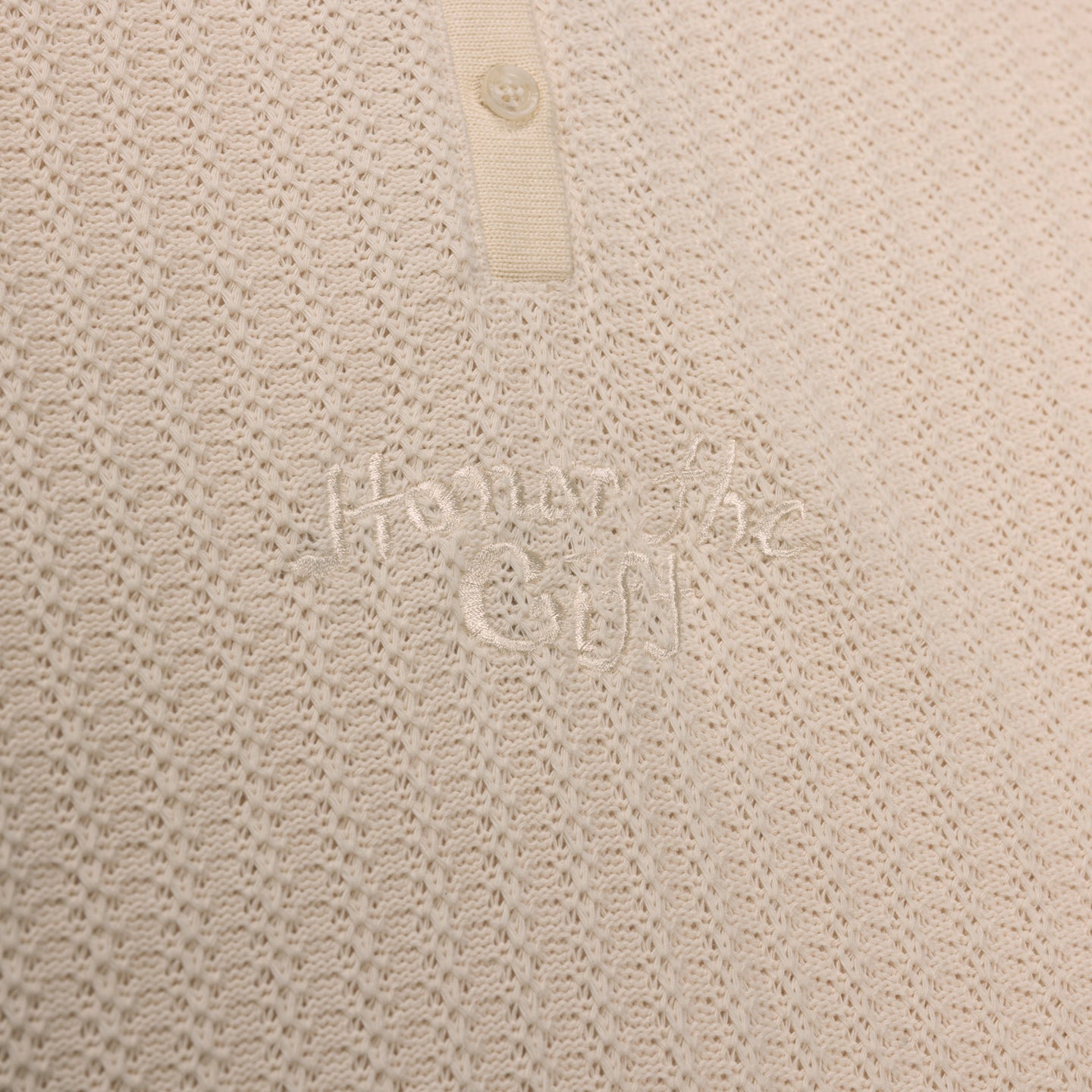 Long Sleeve Knit Polo - Bone