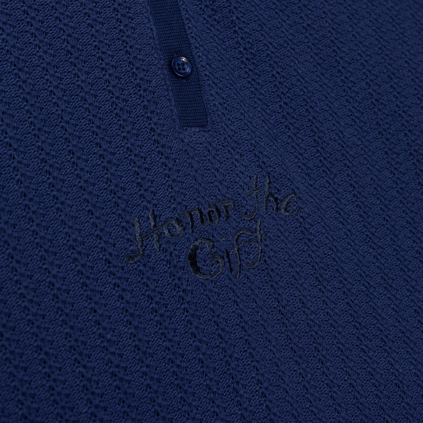 Long Sleeve Knit Polo - Navy