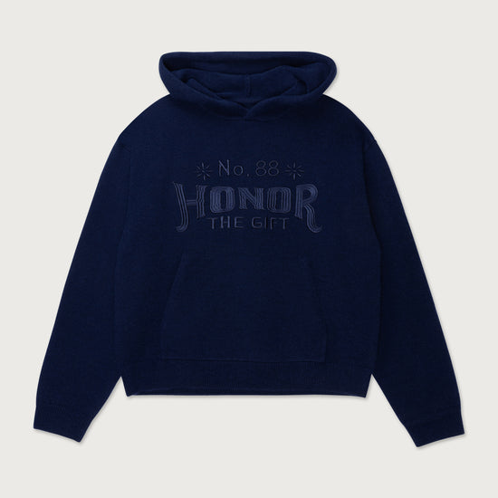 Art Knit Hoodie - Navy