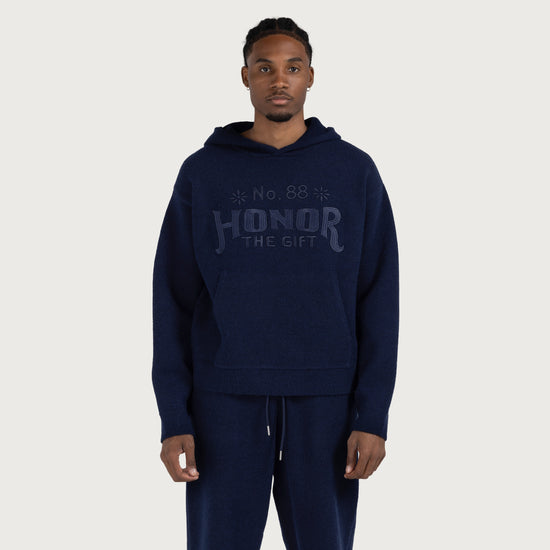 Art Knit Hoodie - Navy
