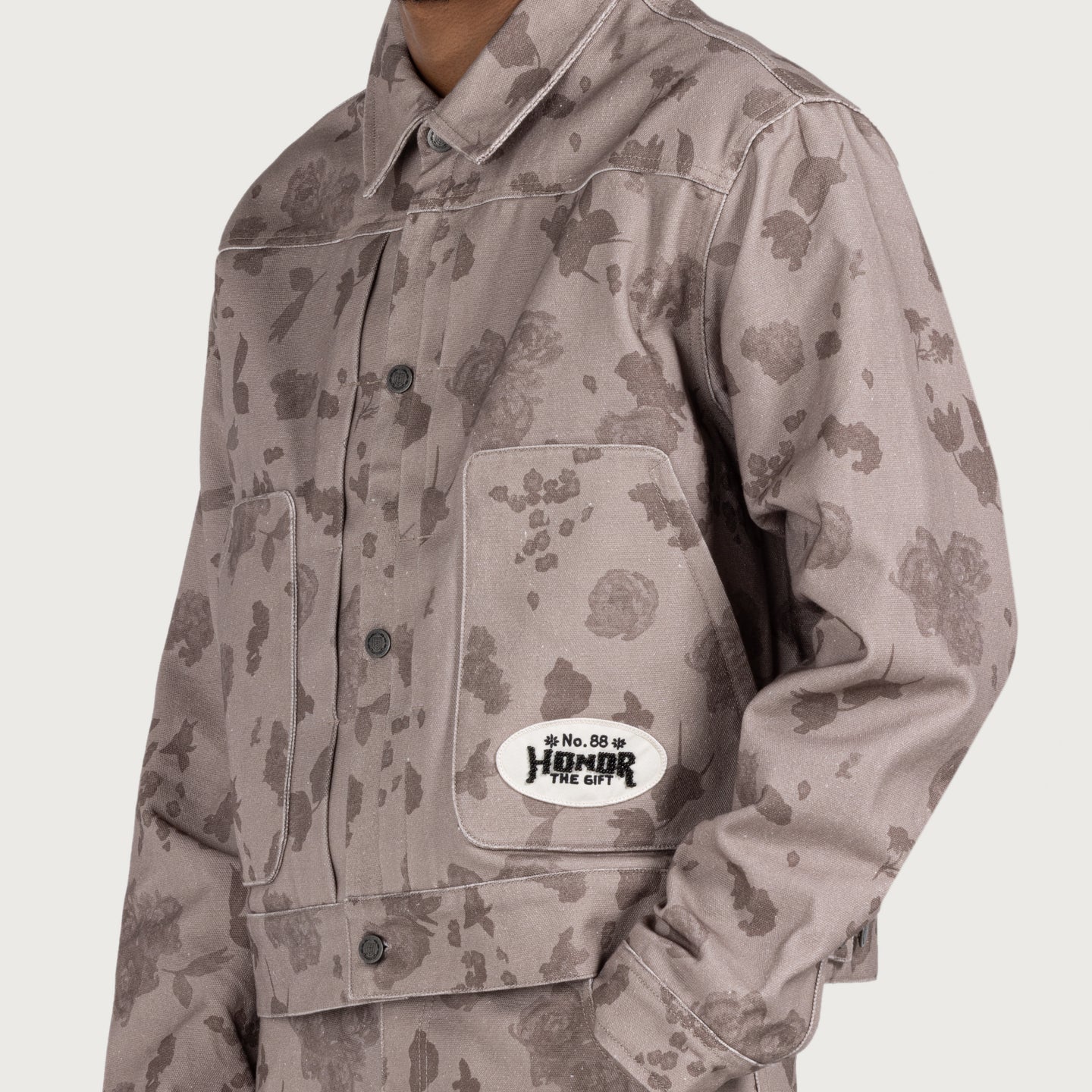 Tonal Floral Jacket - Pebble