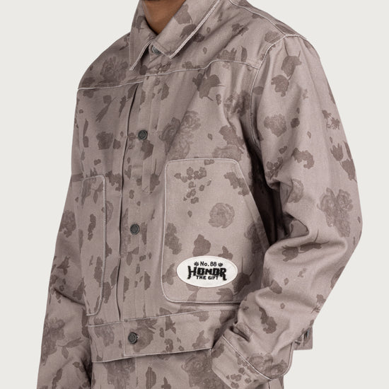 Tonal Floral Jacket - Pebble