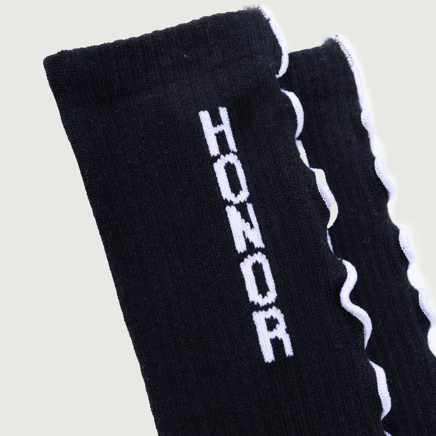 Embroidery Edge Ribbed Sock - Black