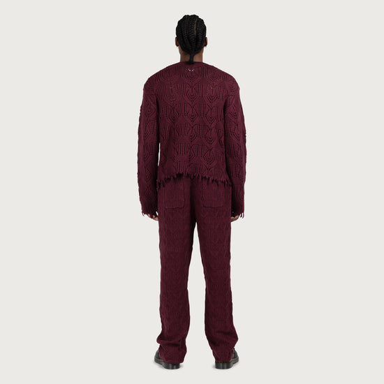 Cable Knit Pant - Berry