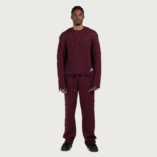 Cable Knit Pant - Berry