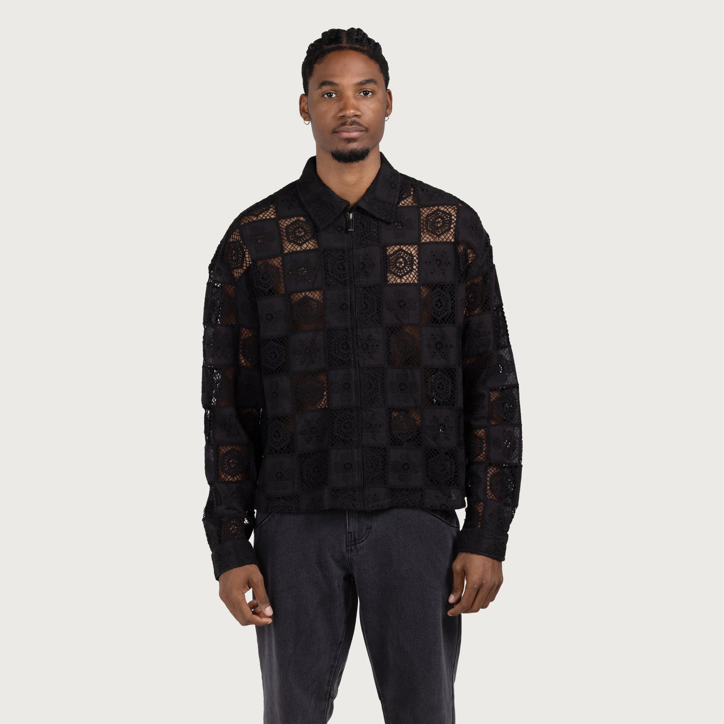 Crochet Full Zip - Black