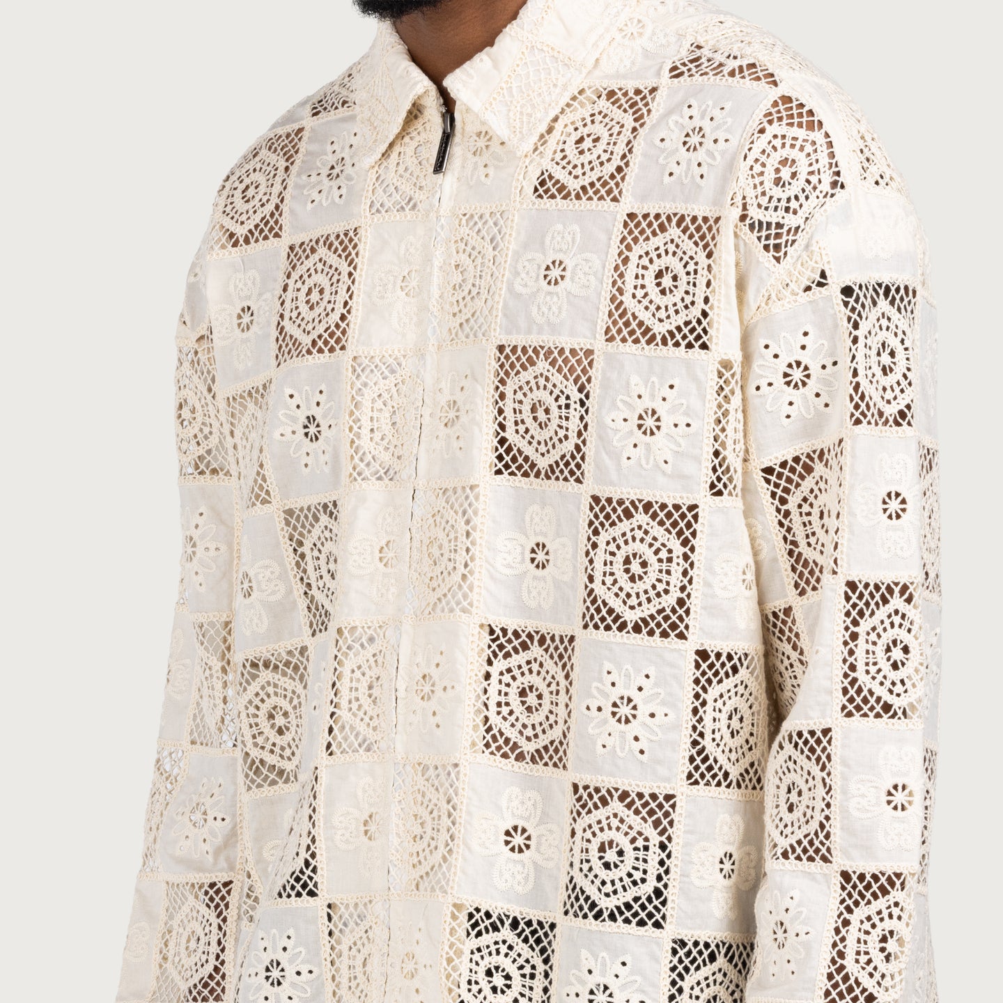 Crochet Full Zip - Bone