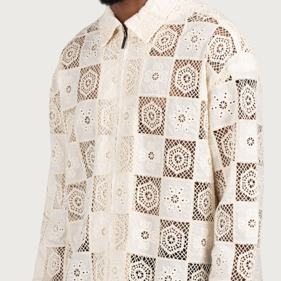 Crochet Full Zip - Bone