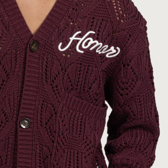 Cable Cardigan - Berry