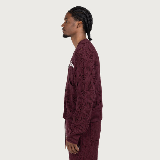 Cable Cardigan - Berry