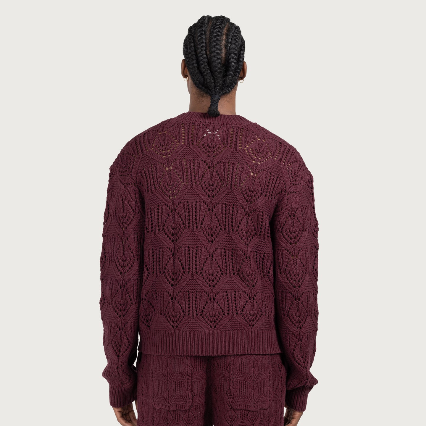 Cable Cardigan - Berry