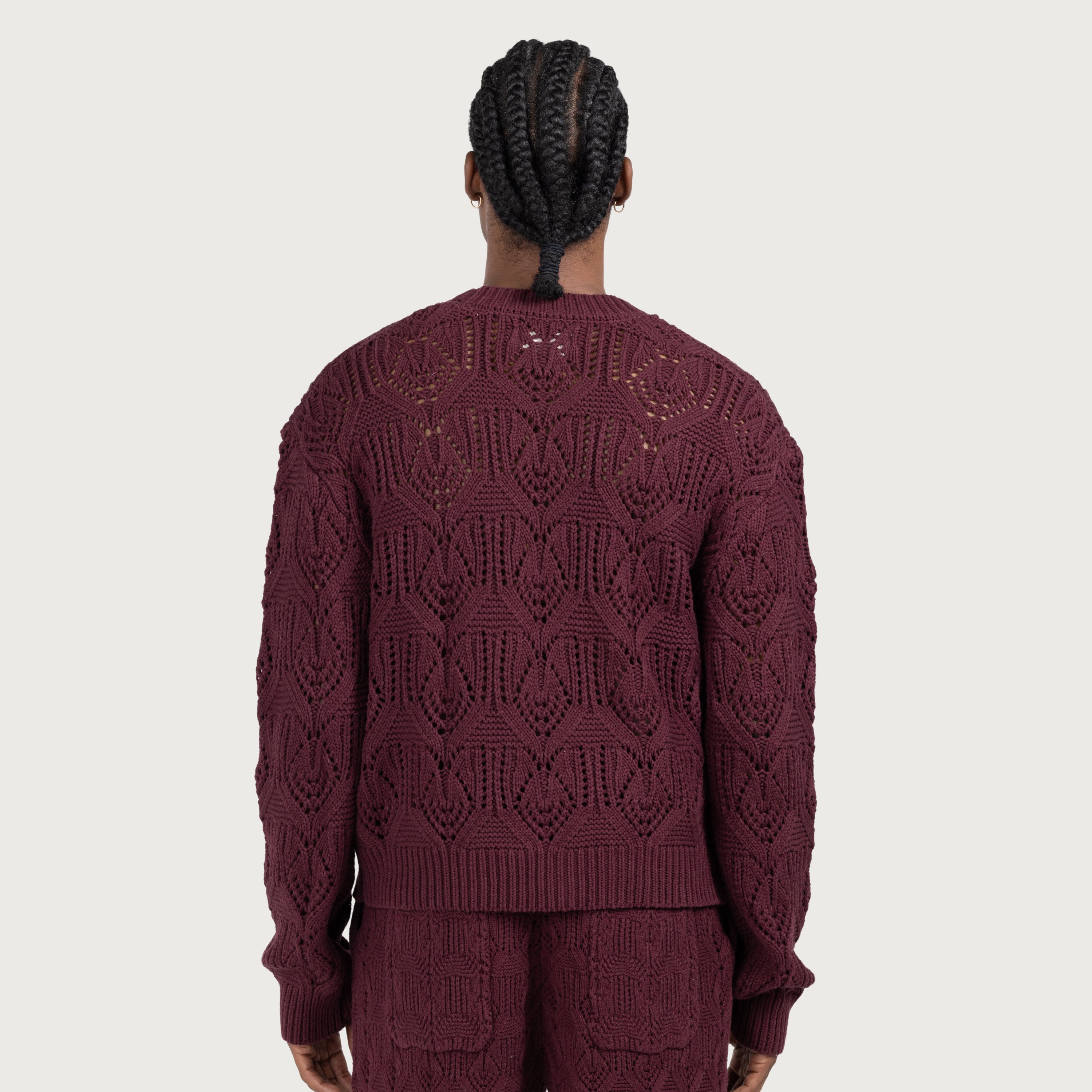 Cable Cardigan - Berry