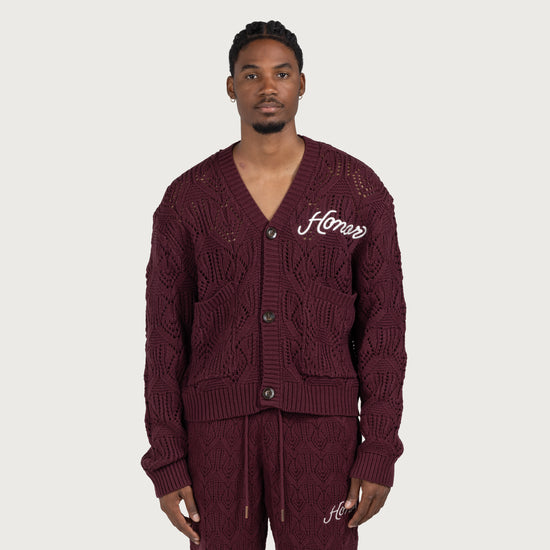 Cable Cardigan - Berry