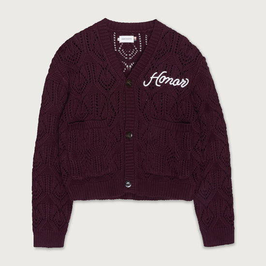 Cable Cardigan - Berry