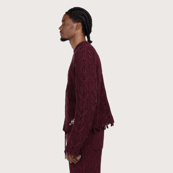 Cable Sweater - Berry