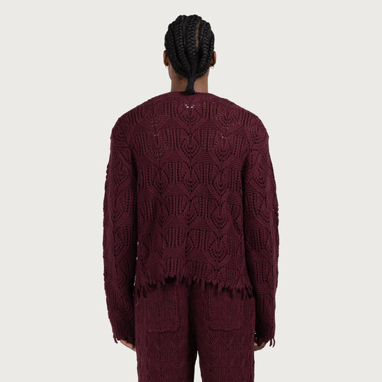 Cable Sweater - Berry