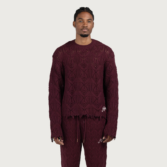 Cable Sweater - Berry