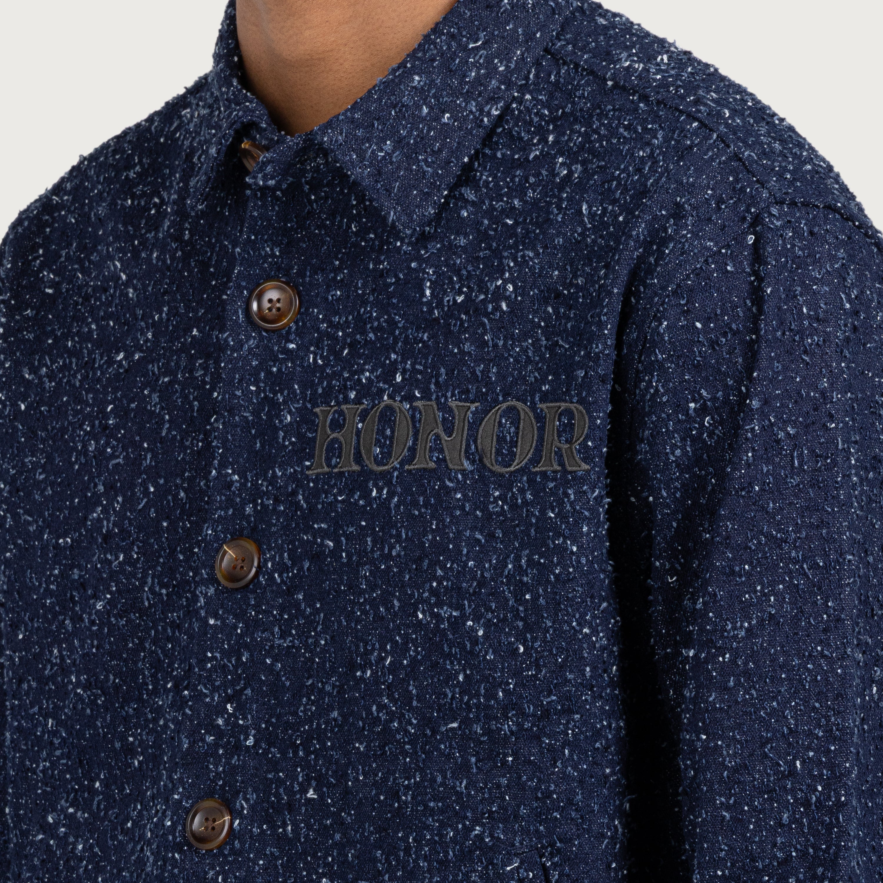Nep Yarn Shacket - Navy
