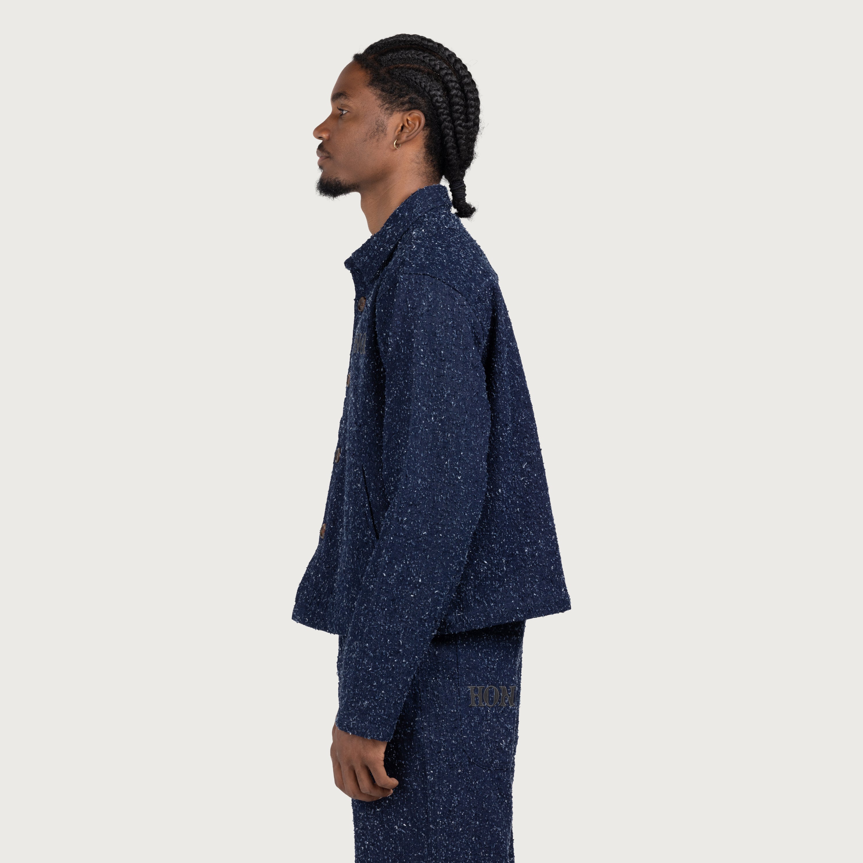 Nep Yarn Shacket - Navy