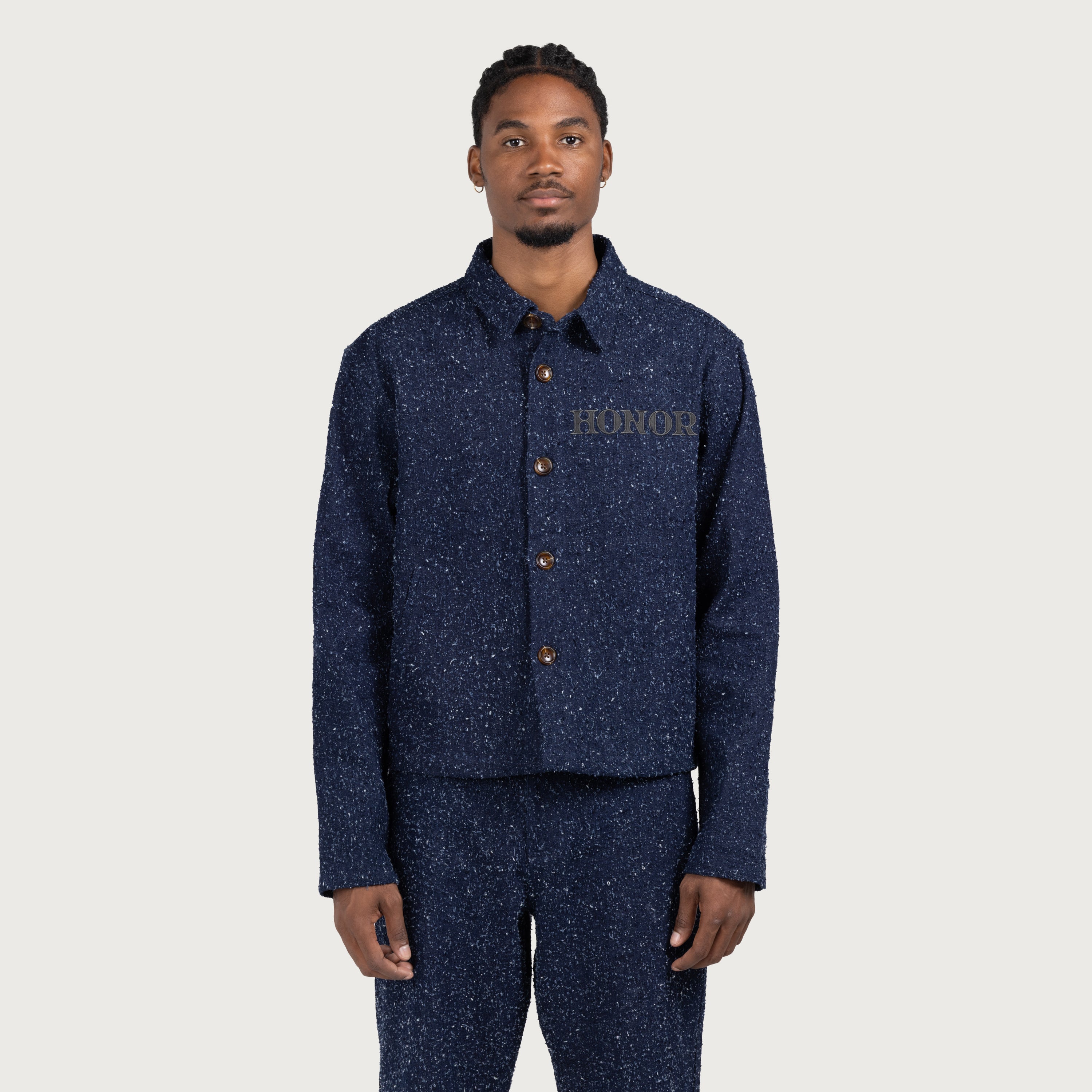 Nep Yarn Shacket - Navy