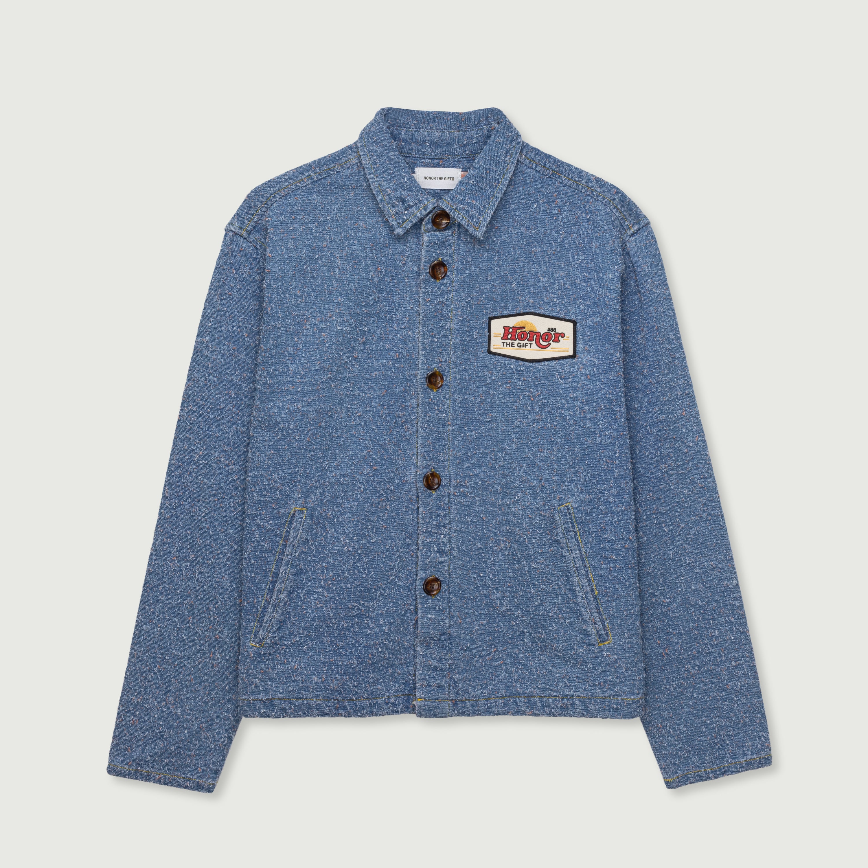 Washed Nep Yarn Denim Cover Shirt - Indigo