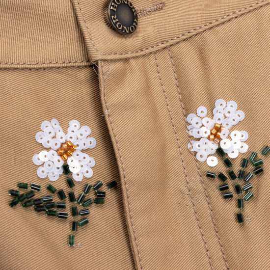 Flowers Beaded Pant - Taupe