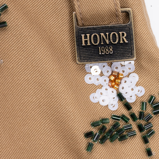 Flowers Beaded Pant - Taupe