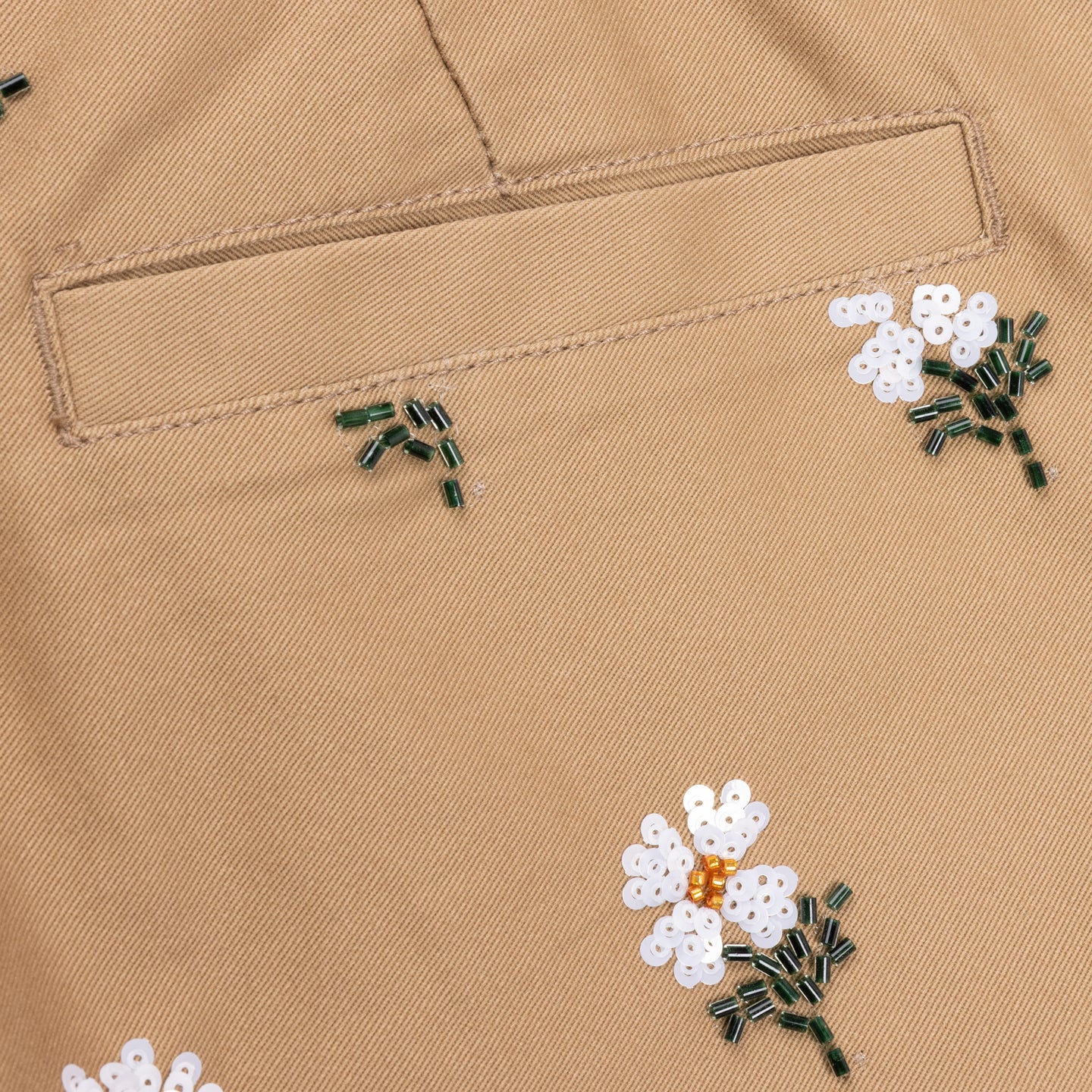 Flowers Beaded Pant - Taupe