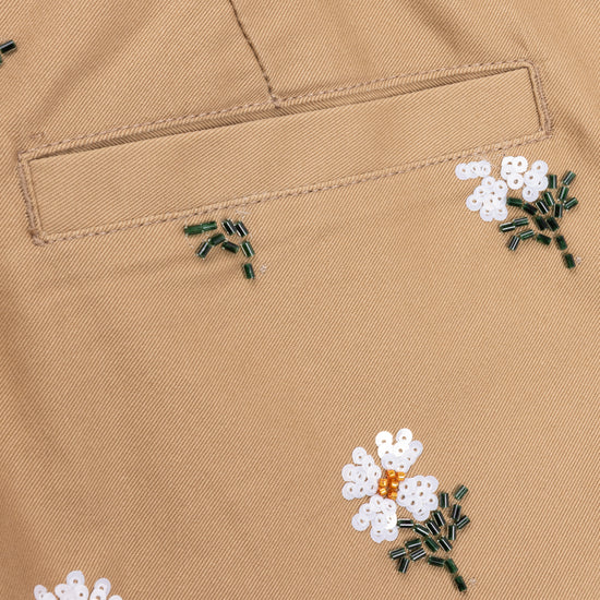 Flowers Beaded Pant - Taupe