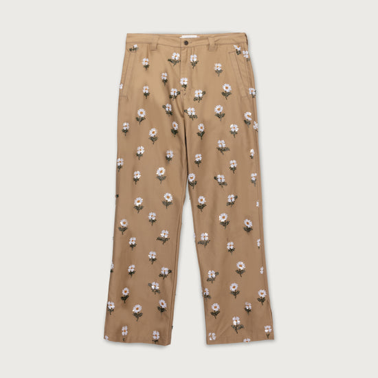 Flowers Beaded Pant - Taupe