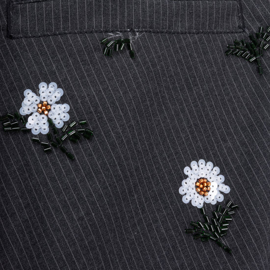 Flowers Beaded Pant - Black