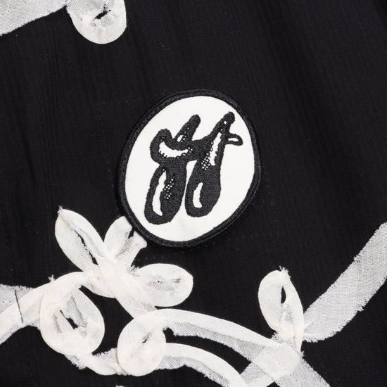 Floral Ribbon Button Up - Black