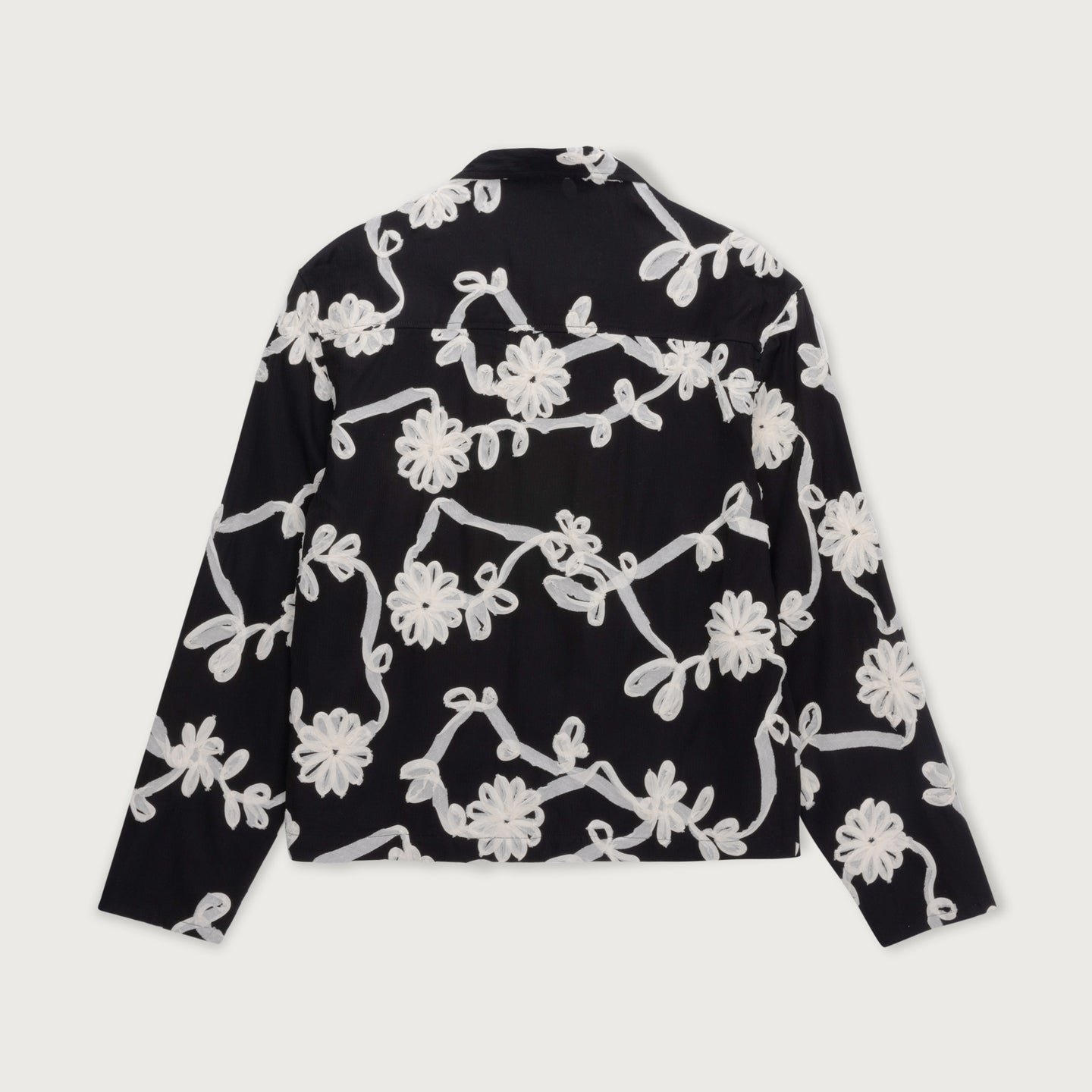 Floral Ribbon Button Up - Black