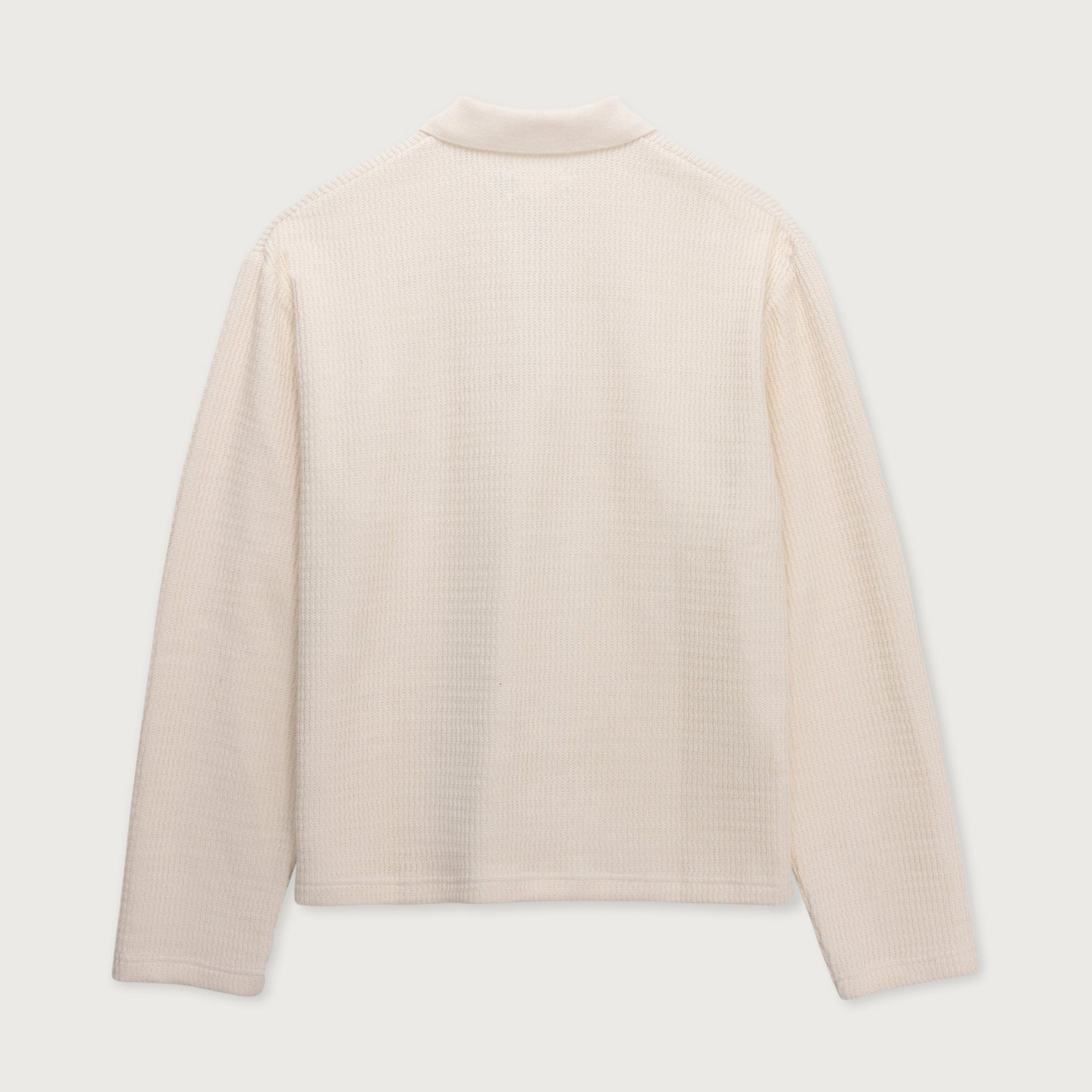 Wavy Knit L/S Polo - Bone