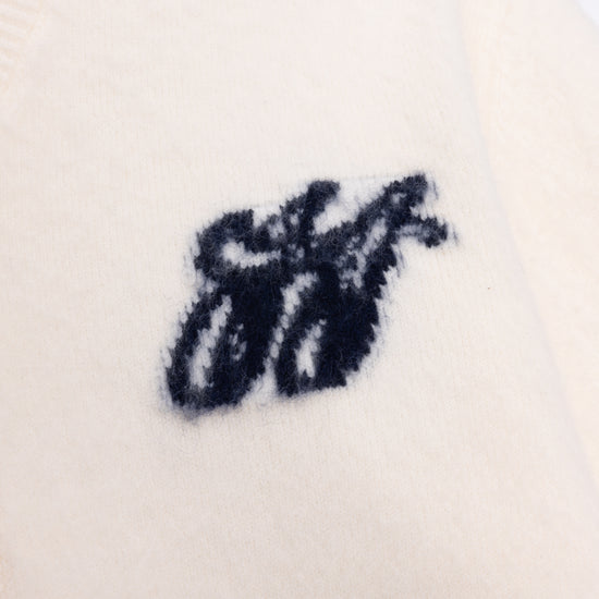 H Brushed Knit Cardigan - Bone