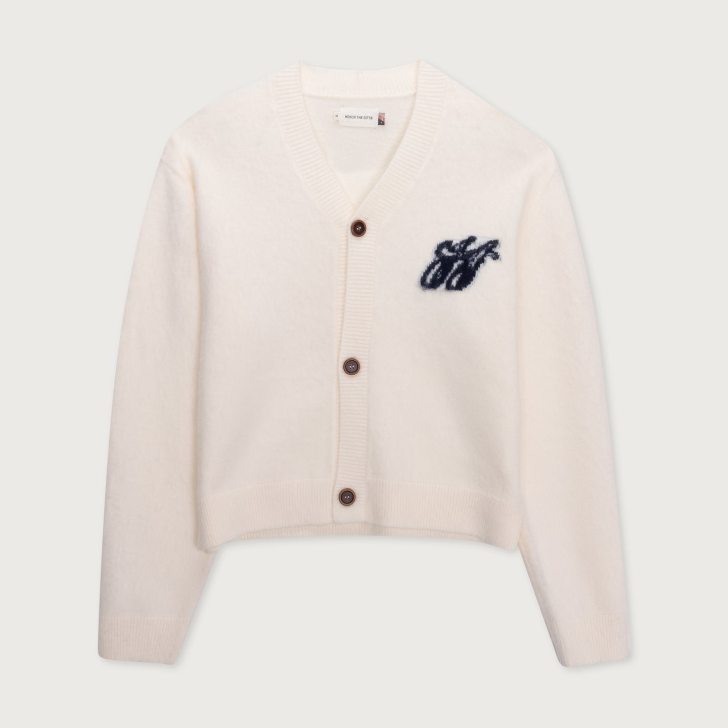 H Brushed Knit Cardigan - Bone