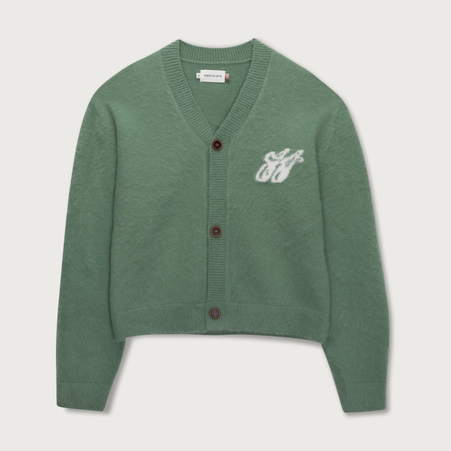 H Brushed Knit Cardigan - Mint