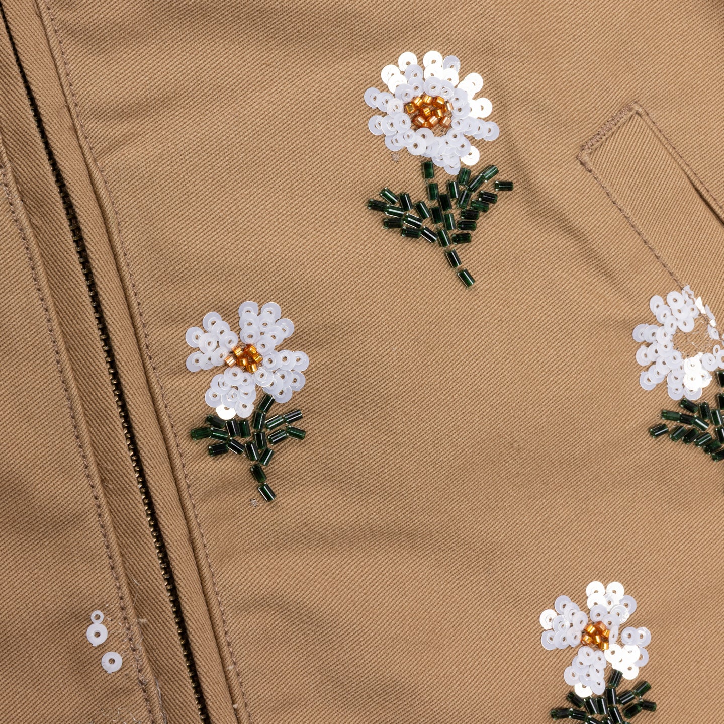 Flowers Beaded Jacket - Taupe