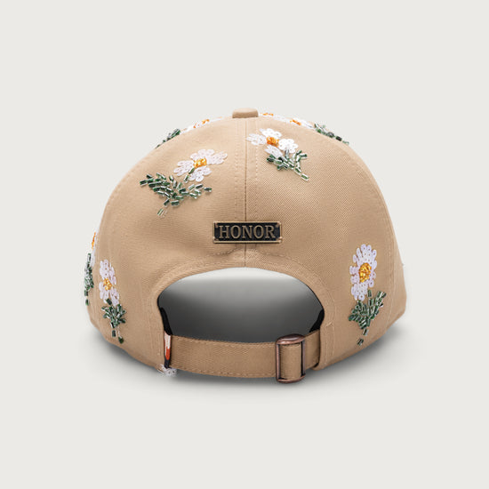 Flowers Beaded 6 Panel Cap - Taupe