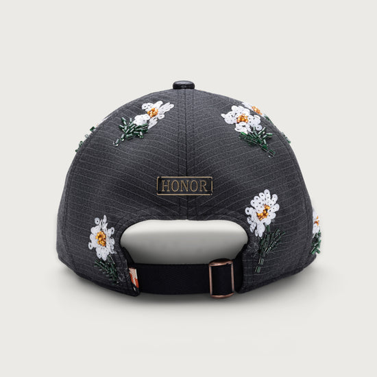 Flowers Beaded 6 Panel Cap - Black