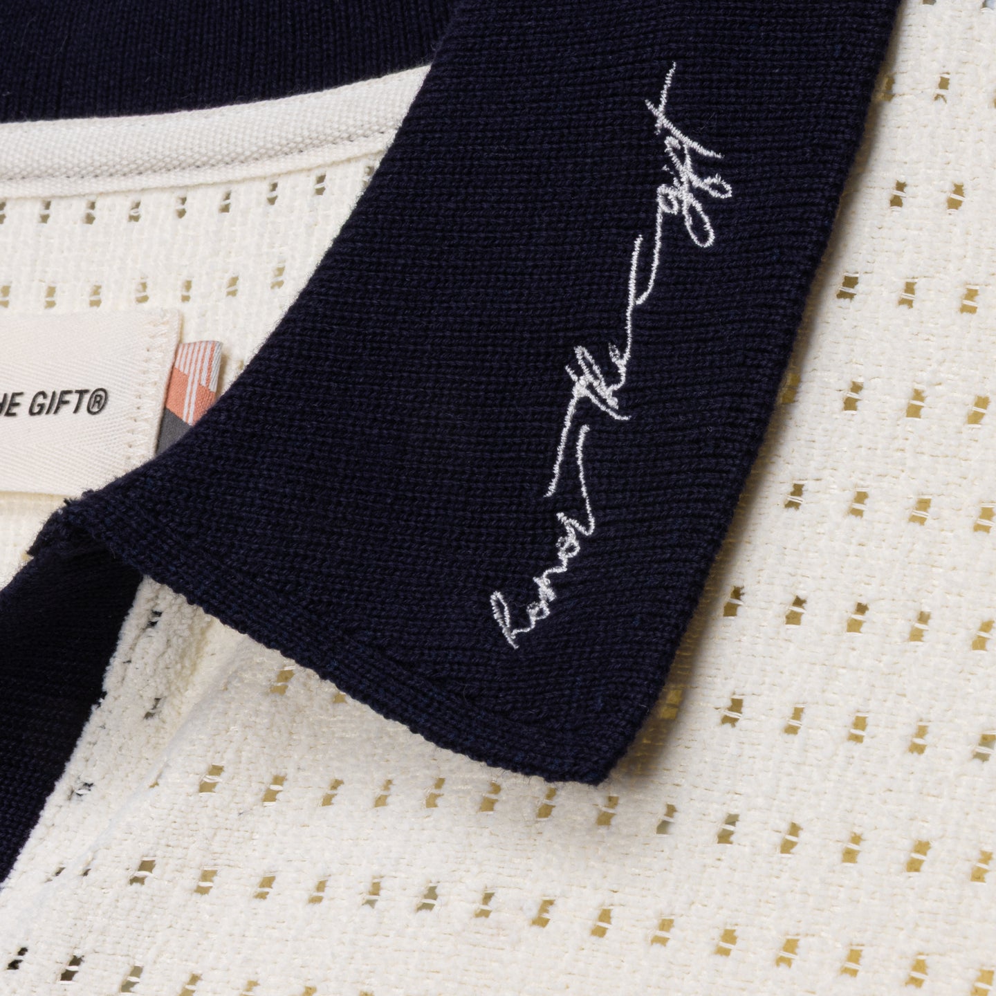Pique Colorblock Polo - Bone