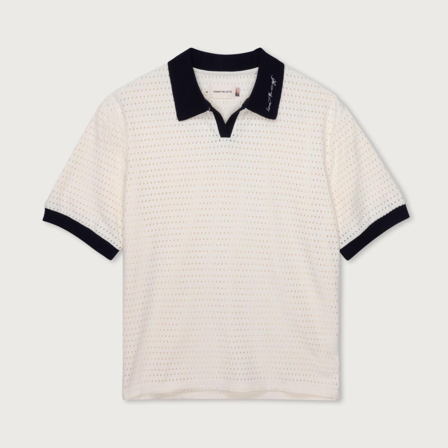 Pique Colorblock Polo - Bone