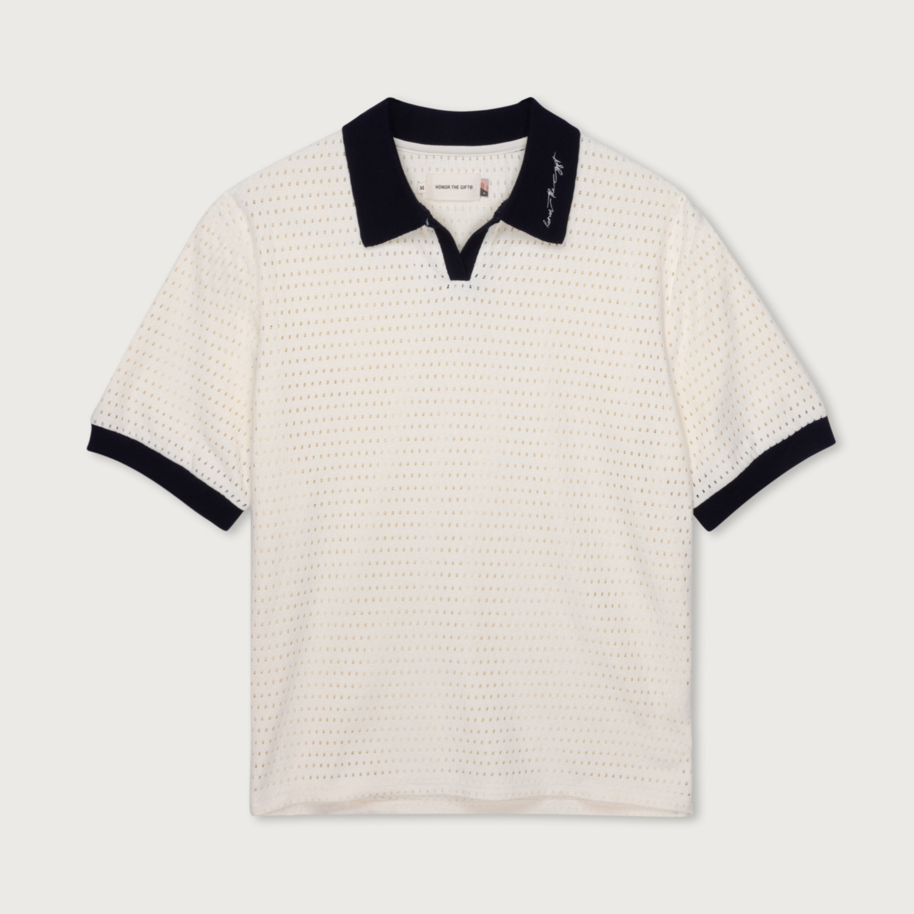 Pique Colorblock Polo - Bone