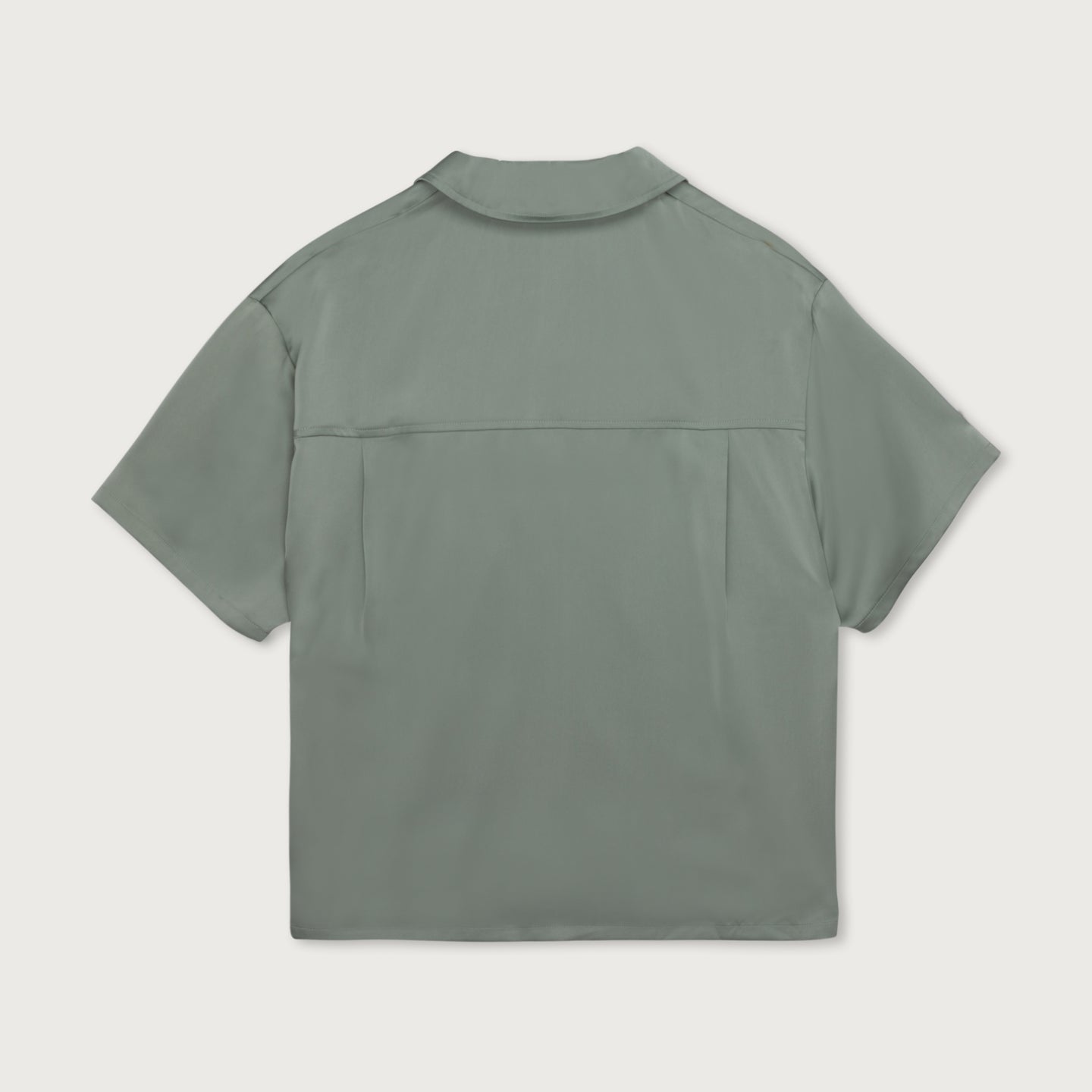Satin Chest Logo Camp Collar - Sage